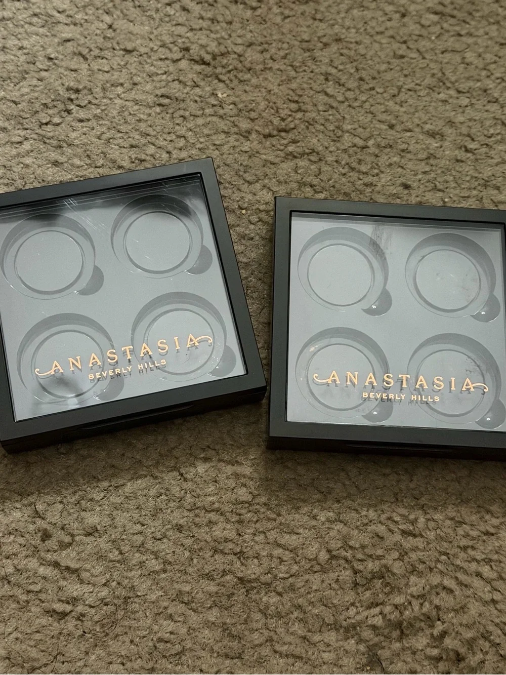 2 Anastasia Beverly Hills Black 4-Pan Magnetic Palette, Rose Gold Logo